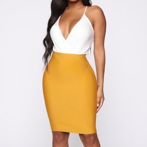 Mustard Bandage skirt